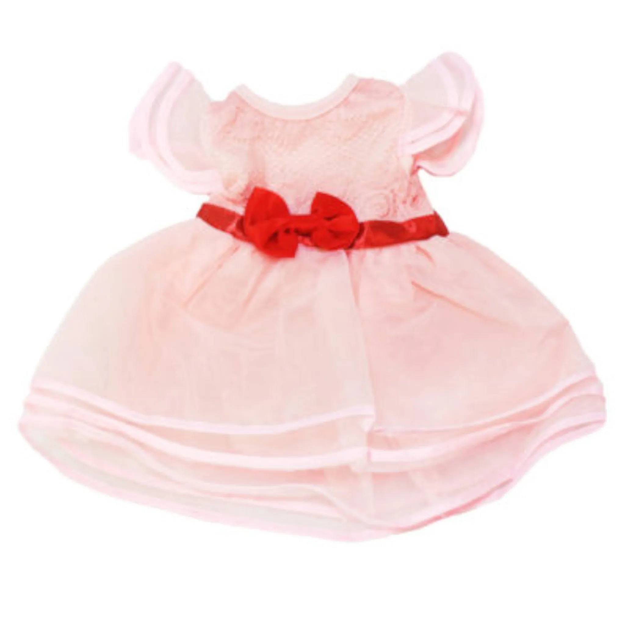 Pink and Peach Dress with Red Bow for 18-inch dolls