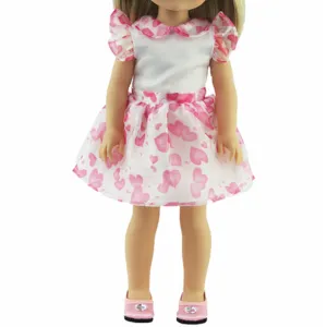 Pink Hearts Organza Dress for 14 1/2-inch dolls