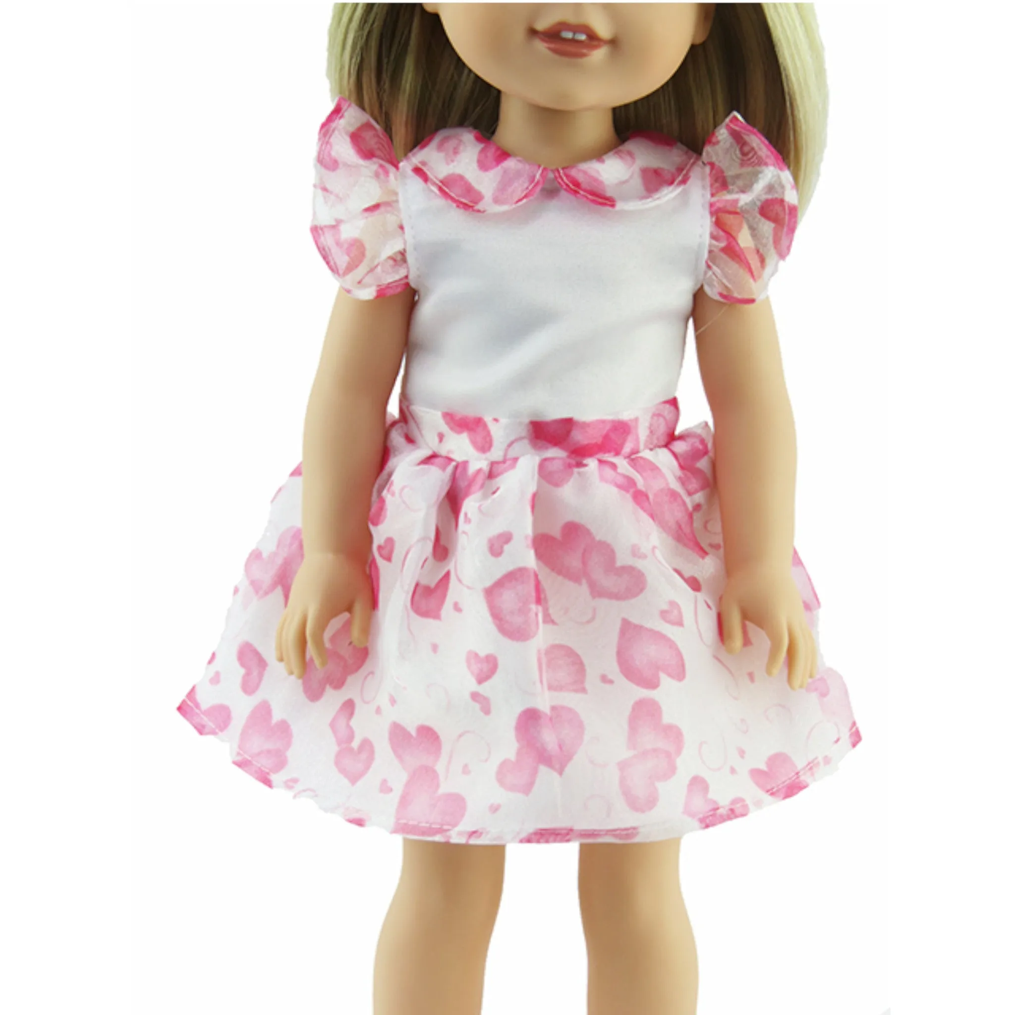 Pink Hearts Organza Dress for 14 1/2-inch dolls