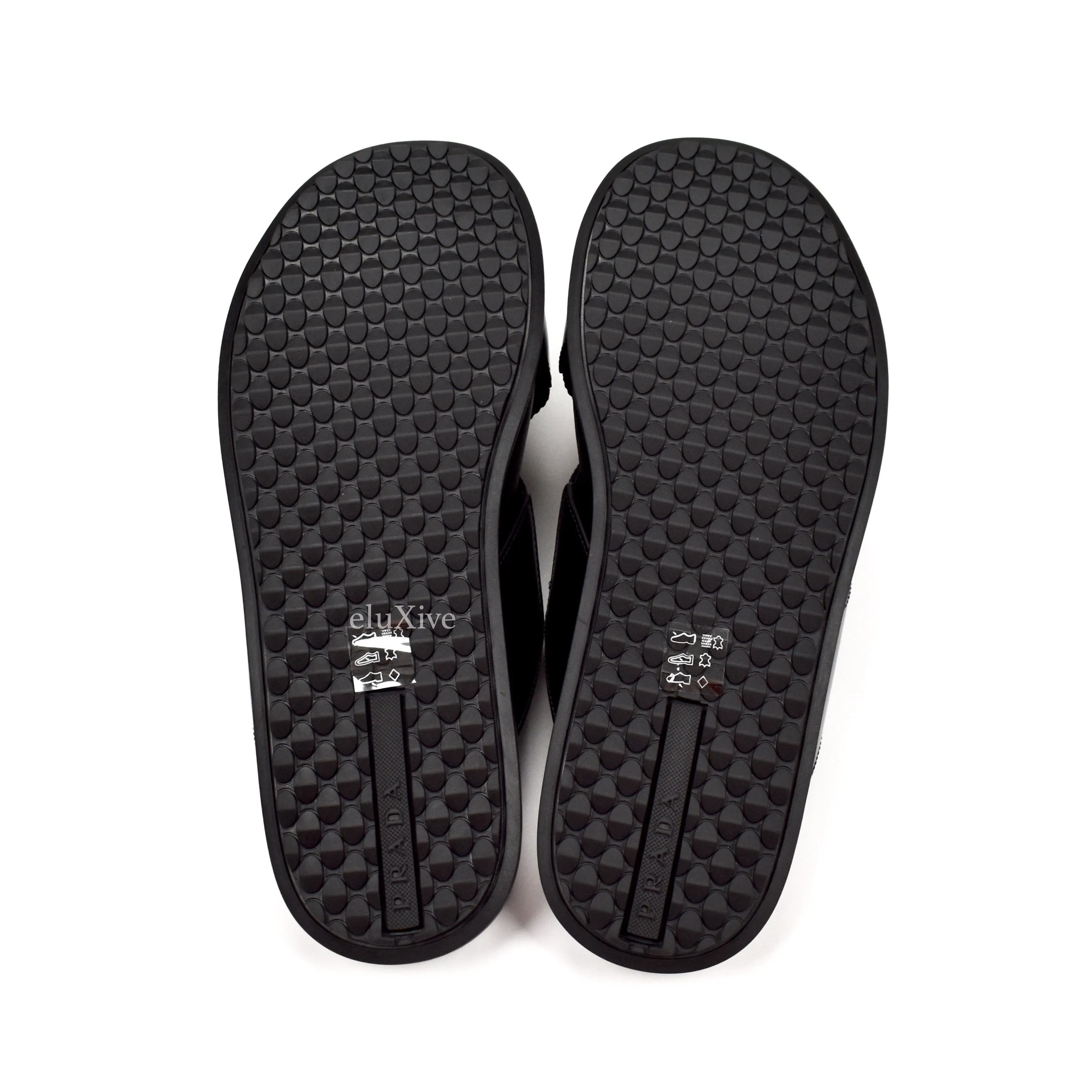 Prada - Black Leather Web Strap Sandals