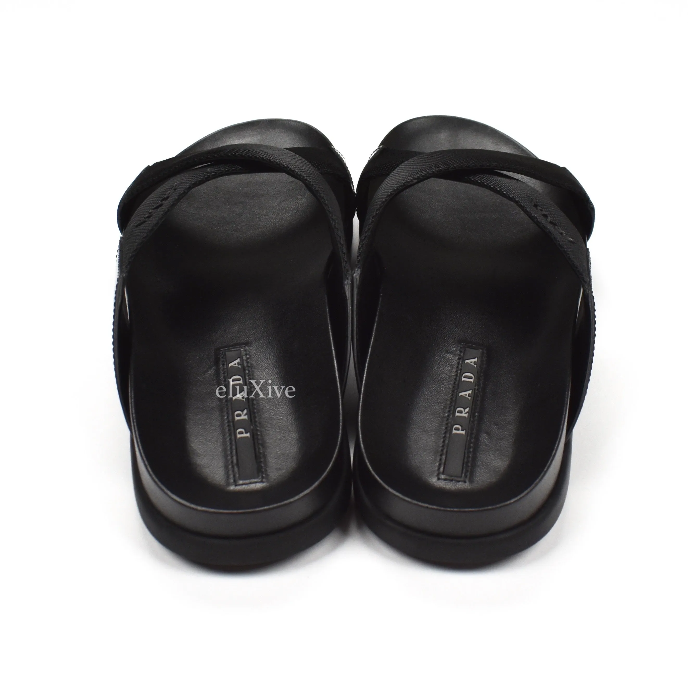 Prada - Black Leather Web Strap Sandals