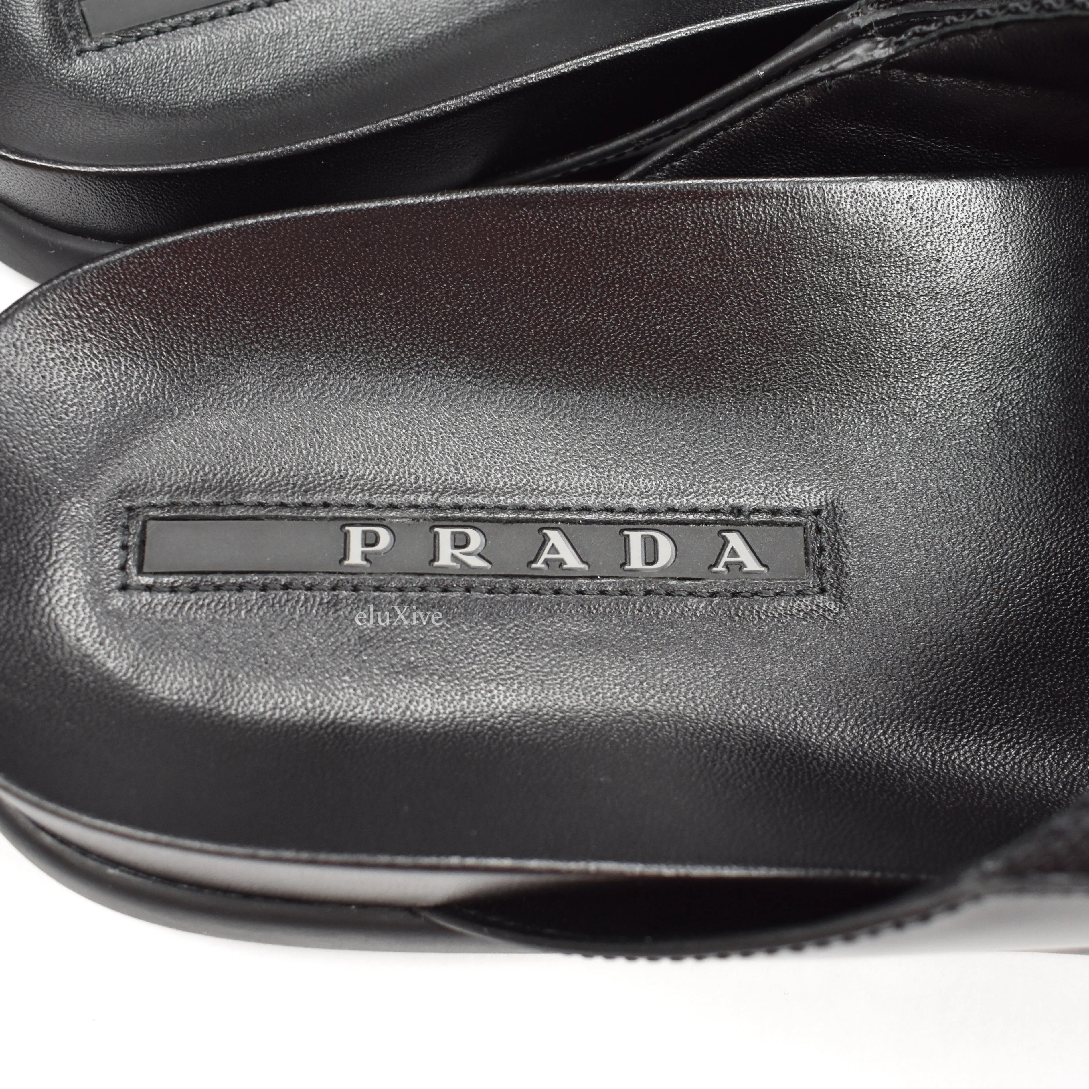 Prada - Black Leather Web Strap Sandals