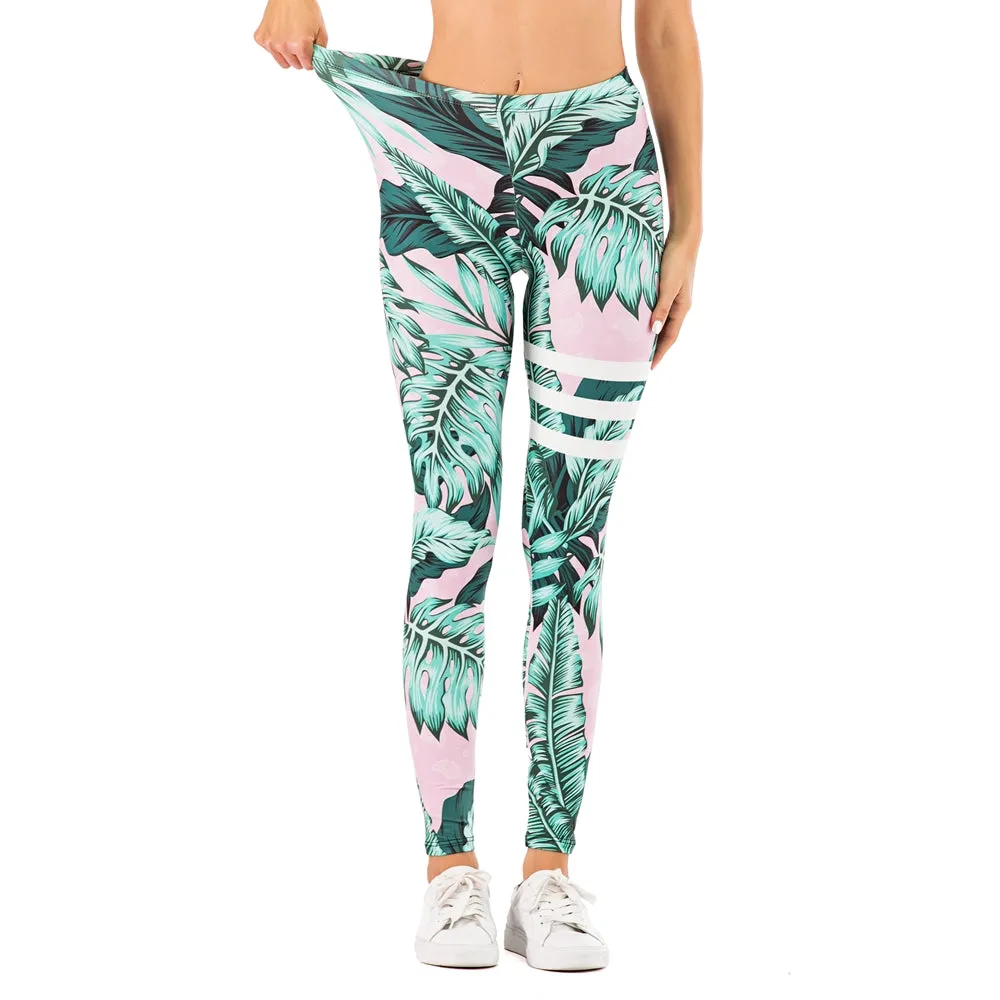 Printed Tropical Leaf Leggings
