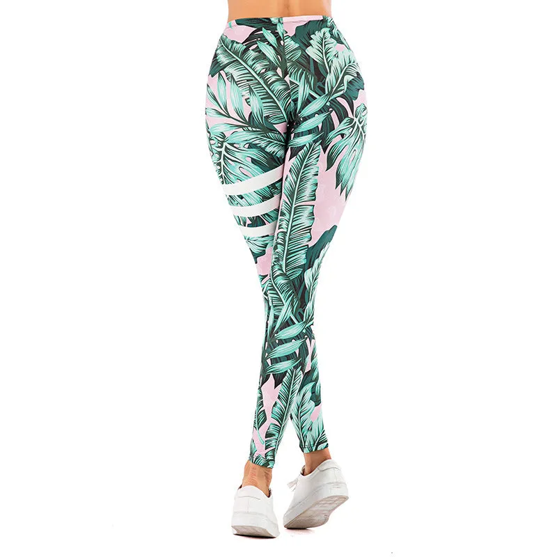 Printed Tropical Leaf Leggings