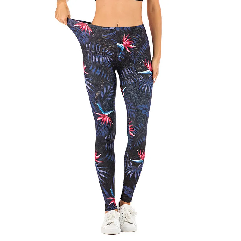 Printed Tropical Leaf Leggings