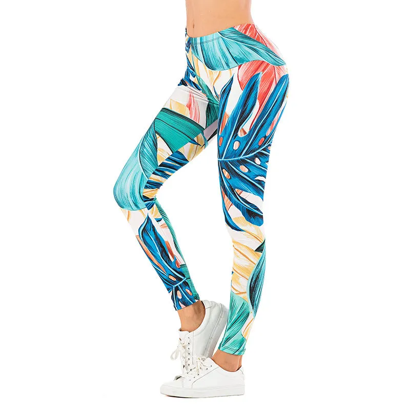 Printed Tropical Leaf Leggings