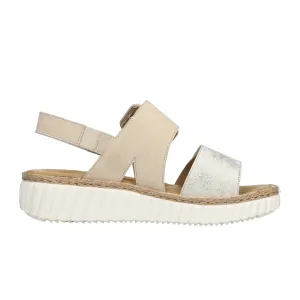 Rieker Rachel 69260 Wedge Sandal (Women) - Beige Gold