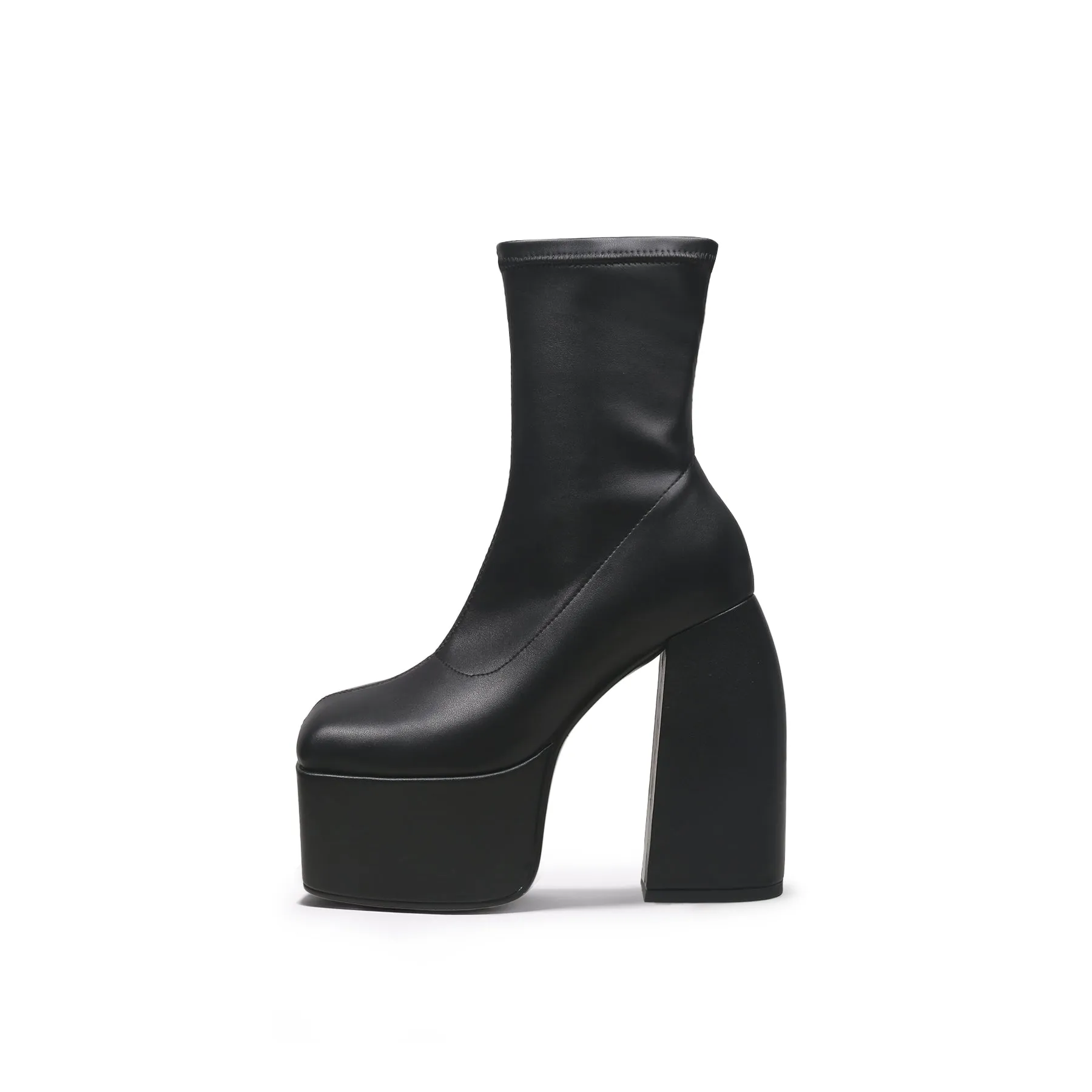 Rising Black Leather Platform Boots