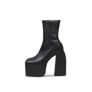 Rising Black Leather Platform Boots