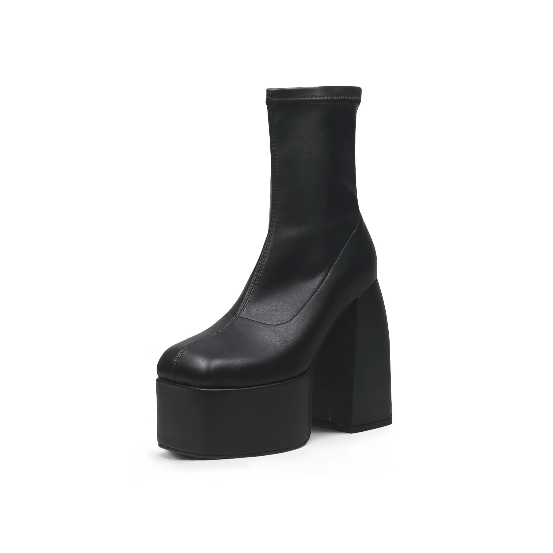 Rising Black Leather Platform Boots