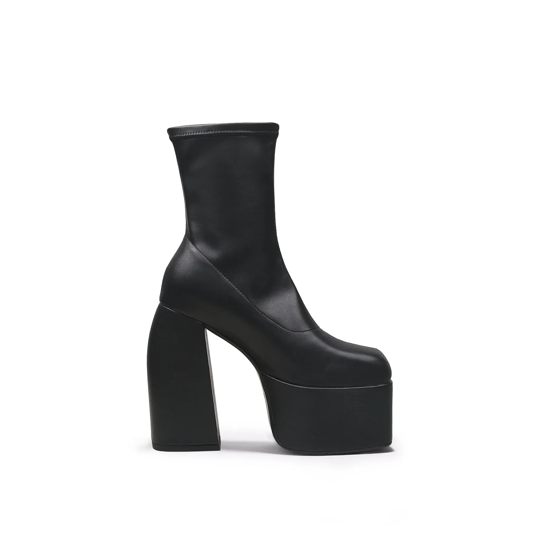 Rising Black Leather Platform Boots