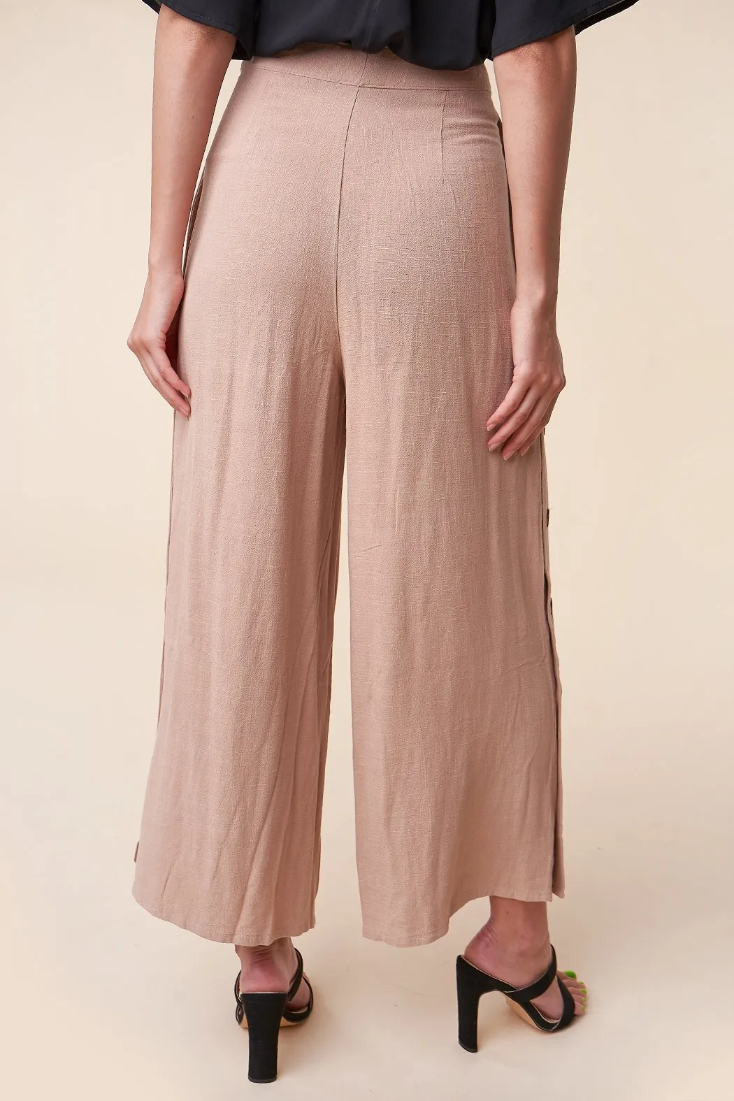 Saddle Up Linen Side Button Wide Leg Pants