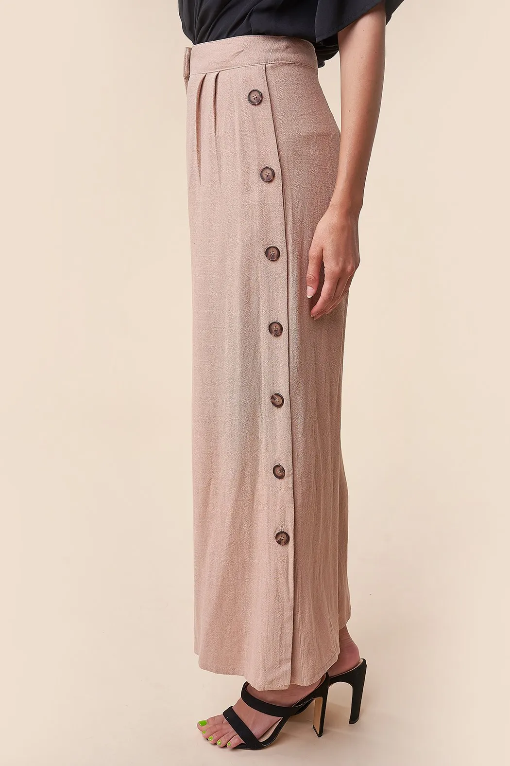 Saddle Up Linen Side Button Wide Leg Pants