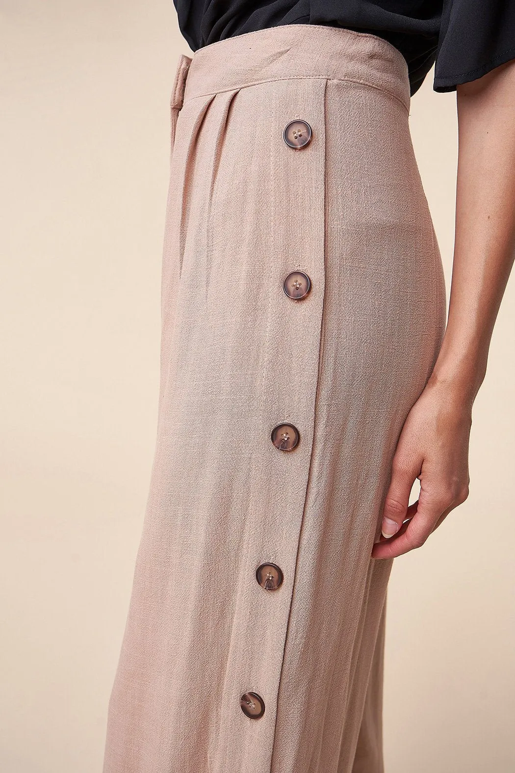 Saddle Up Linen Side Button Wide Leg Pants