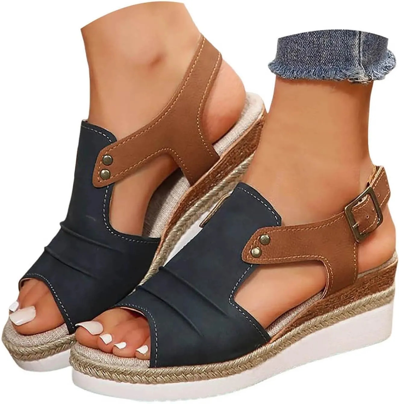 Sandalias Para Mujer Elegantes Orthopedic Sandals 2025 Summer Dressy Flat Comfortable Ankle Strap Espadrilles Sandals