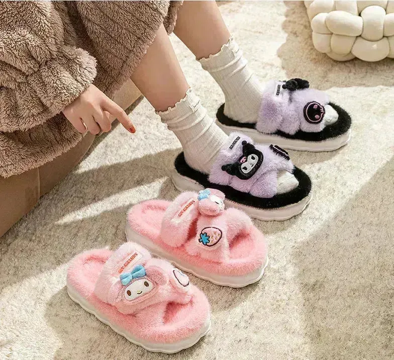 Sanrio Plush Cross Fluffy Slippers