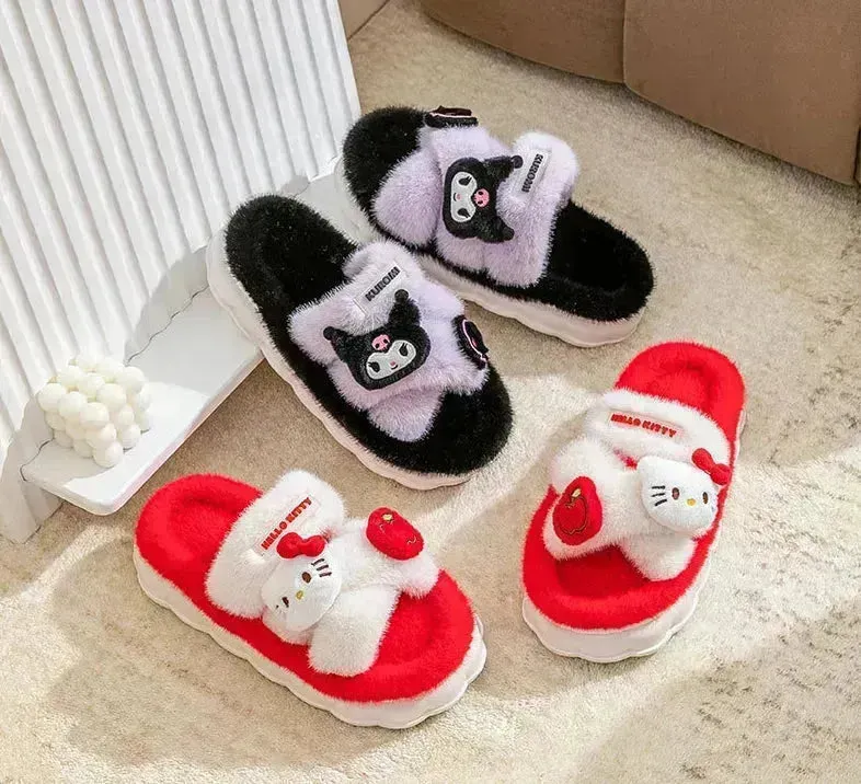 Sanrio Plush Cross Fluffy Slippers