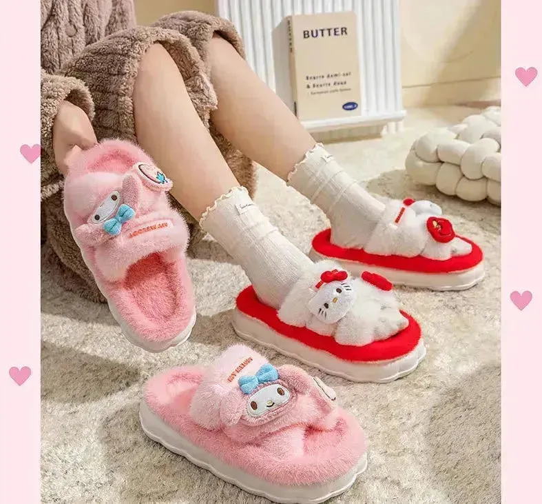 Sanrio Plush Cross Fluffy Slippers