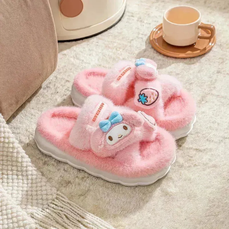Sanrio Plush Cross Fluffy Slippers