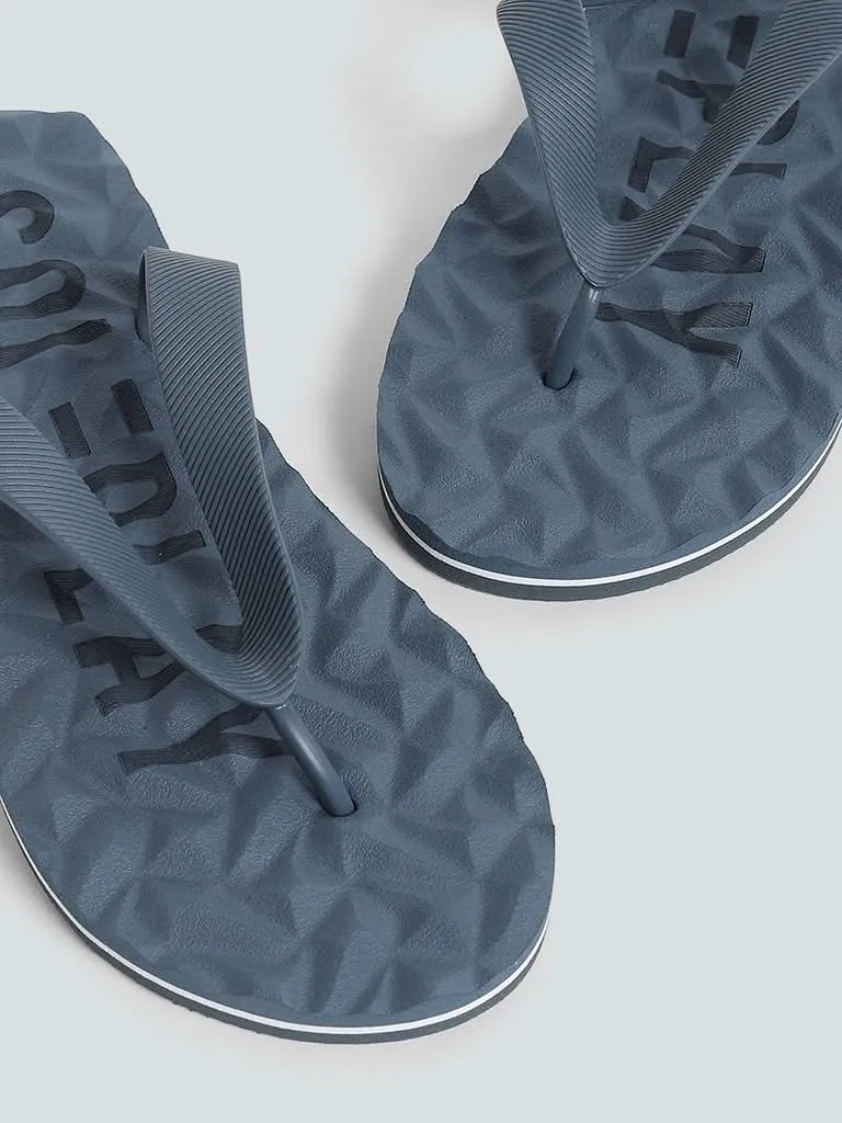 SOLEPLAY Blue Monotone Textured Flip Flop