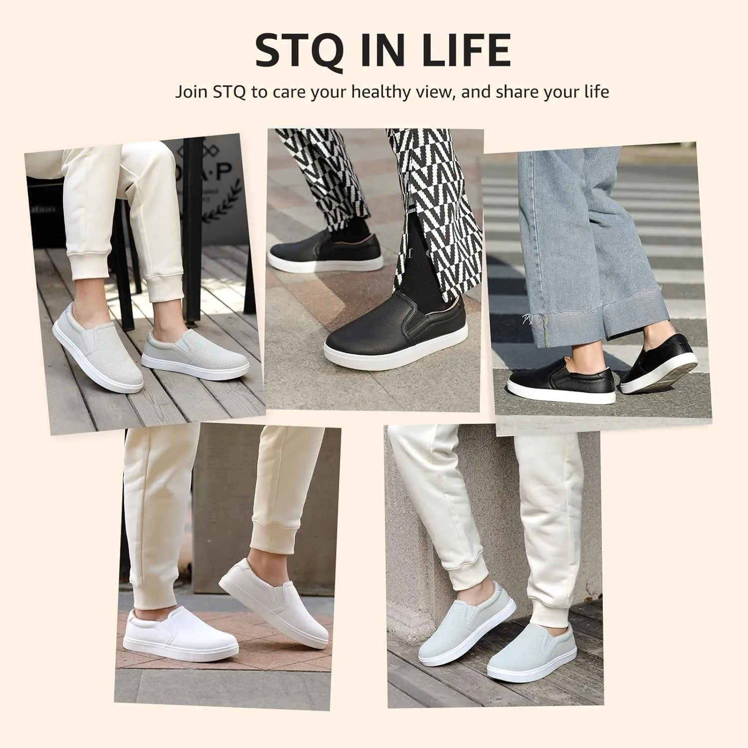 STQ Slip On Shoes for Women Comfort Fall Loafers Soft Business Casual Sneakers