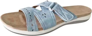 SuanlaTDS Orthopedic Sandals for Women 2025 Summer Dressy Platform Slip-on Slides Crisscross Adjustable Open Toe Arch Support Thick Sole Low Wedges Slippers Beach Comfortable Outdoor Shoes