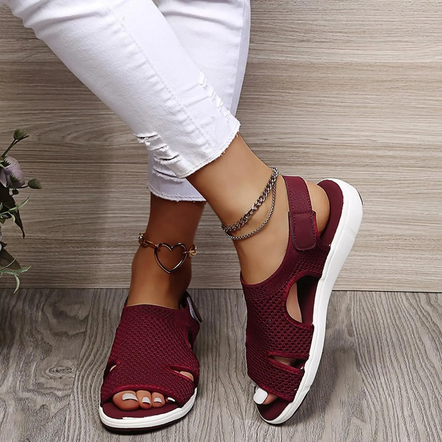 SuanlaTDS Platform Sandals for Women Comfortable Wedge Open Toe Walking Orthopedic Sandals Summer Dressy Mesh Casual Thick Soled Slingback Breathable Low Heels Outdoor Sport Sandals