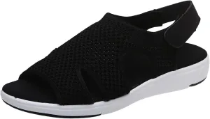 SuanlaTDS Platform Sandals for Women Comfortable Wedge Open Toe Walking Orthopedic Sandals Summer Dressy Mesh Casual Thick Soled Slingback Breathable Low Heels Outdoor Sport Sandals