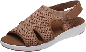 SuanlaTDS Platform Sandals for Women Comfortable Wedge Open Toe Walking Orthopedic Sandals Summer Dressy Mesh Casual Thick Soled Slingback Breathable Low Heels Outdoor Sport Sandals