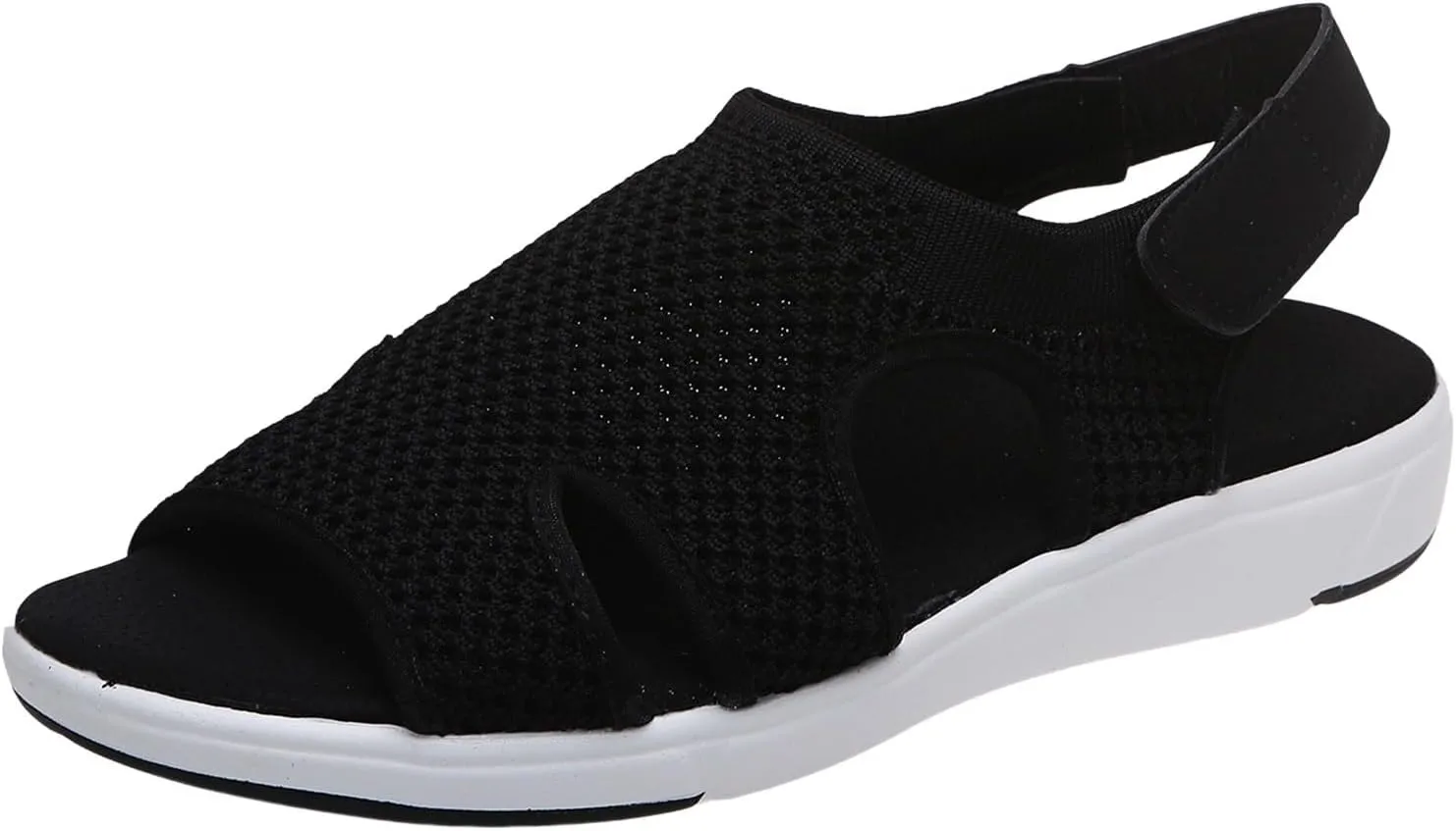 SuanlaTDS Platform Sandals for Women Comfortable Wedge Open Toe Walking Orthopedic Sandals Summer Dressy Mesh Casual Thick Soled Slingback Breathable Low Heels Outdoor Sport Sandals