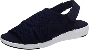 SuanlaTDS Platform Sandals for Women Comfortable Wedge Open Toe Walking Orthopedic Sandals Summer Dressy Mesh Casual Thick Soled Slingback Breathable Low Heels Outdoor Sport Sandals