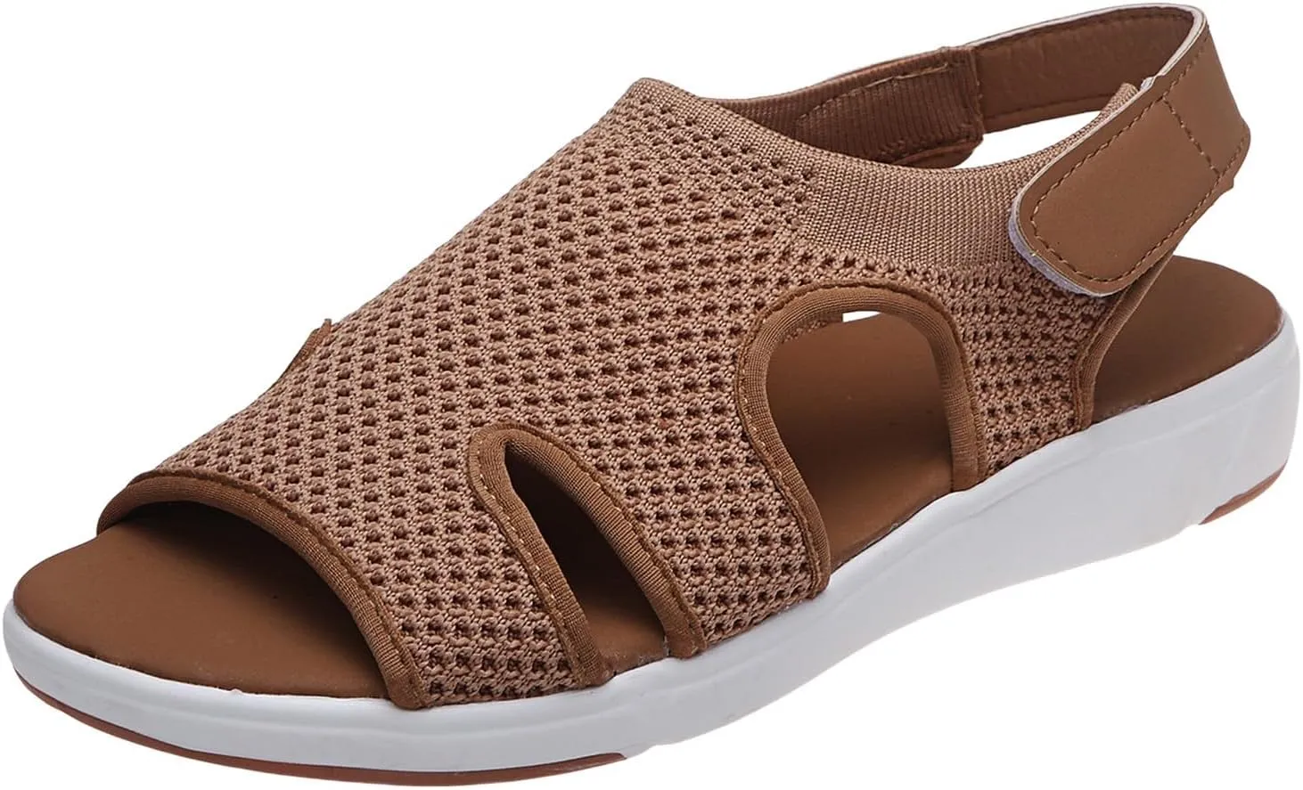SuanlaTDS Platform Sandals for Women Comfortable Wedge Open Toe Walking Orthopedic Sandals Summer Dressy Mesh Casual Thick Soled Slingback Breathable Low Heels Outdoor Sport Sandals