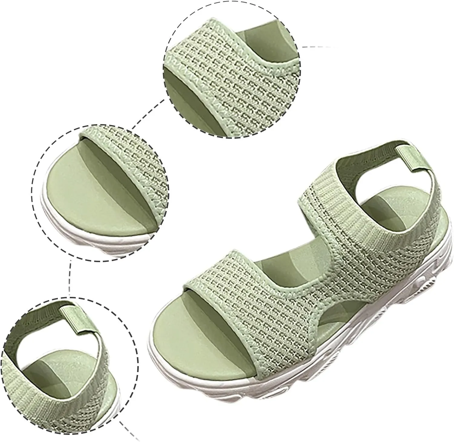 SuanlaTDS Summer Sandals for Women Orthopedic Comfortable Thick Sole Mesh Breathable Dressy Platform Wedge Open Toe Cutout Slingback Slip On Walking Shoes Low Heels Wedges Beach Sandal