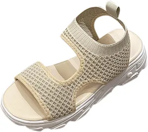 SuanlaTDS Summer Sandals for Women Orthopedic Comfortable Thick Sole Mesh Breathable Dressy Platform Wedge Open Toe Cutout Slingback Slip On Walking Shoes Low Heels Wedges Beach Sandal