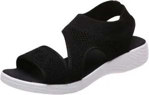 SuanlaTDS Womens Platform Sandals Comfortable Open Toe Thick Soled Flat Walking Orthopedic Sandals with Arch Support Wedge Low Heels Breathable Mesh Outdoor Casual Summer Beach Shoes