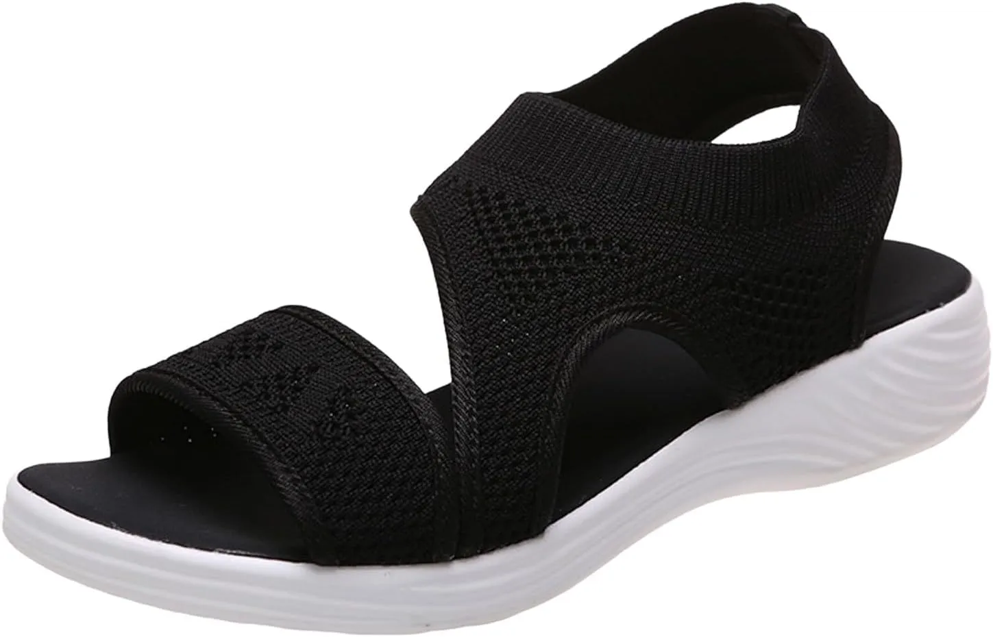 SuanlaTDS Womens Platform Sandals Comfortable Open Toe Thick Soled Flat Walking Orthopedic Sandals with Arch Support Wedge Low Heels Breathable Mesh Outdoor Casual Summer Beach Shoes