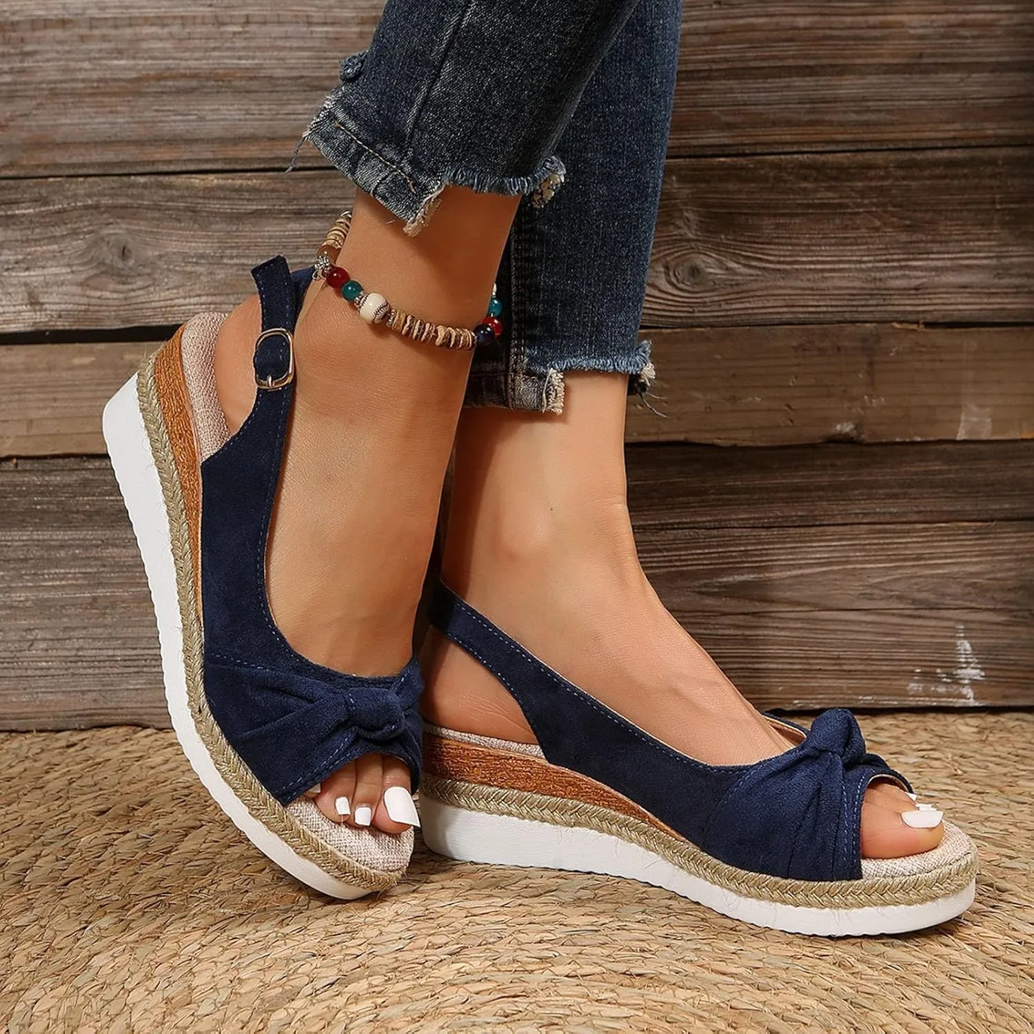 Summer Sandals for Women 2025, Women's Platform Sandals Wedge Ankle Strap Open Toe Sandals Dressy Espadrilles Sandals