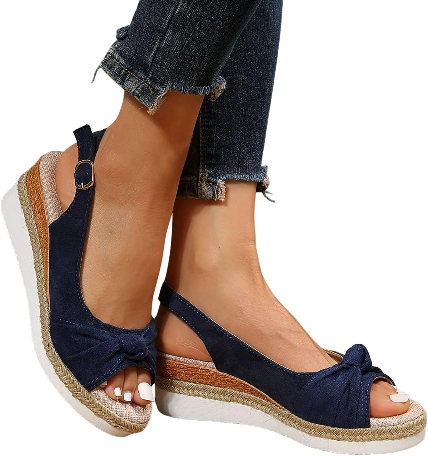 Summer Sandals for Women 2025, Women's Platform Sandals Wedge Ankle Strap Open Toe Sandals Dressy Espadrilles Sandals