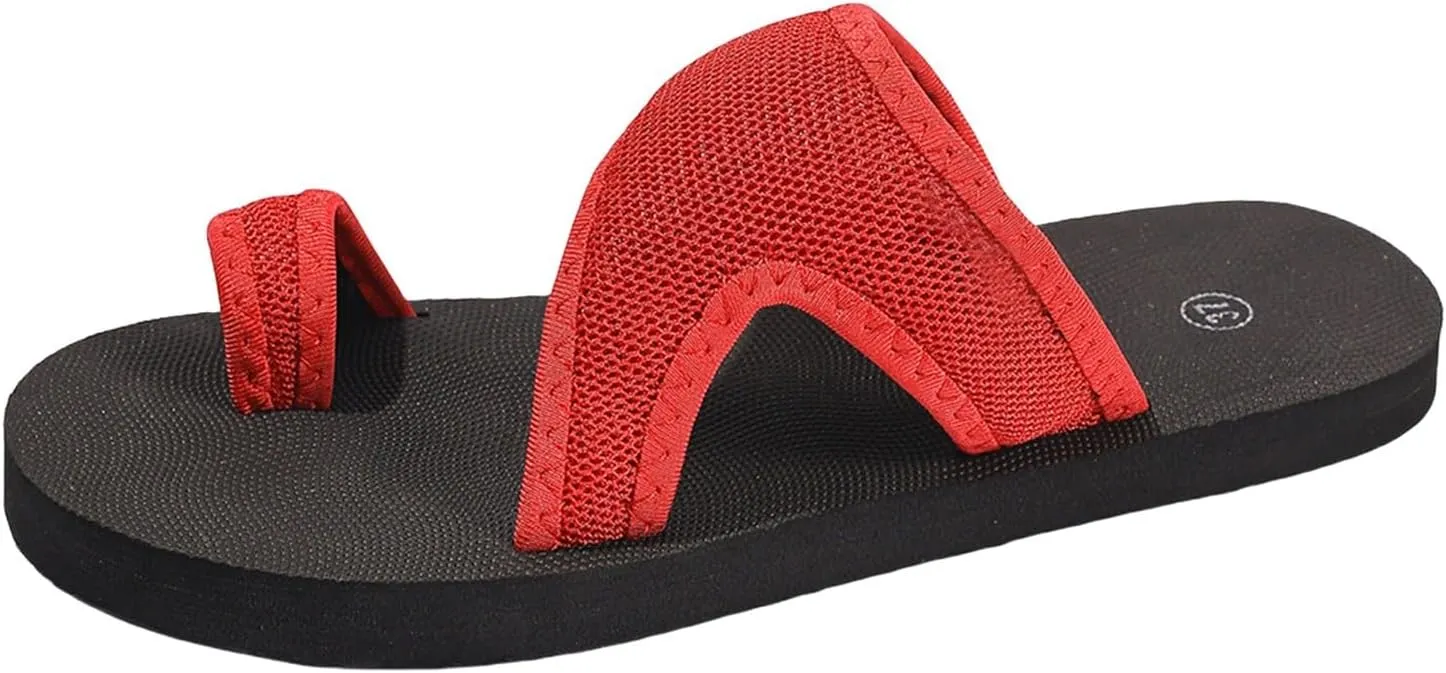 Summer Sandals for Women Fashion Comfortable Beach Breathable Hollow Mesh Slide Slip On Ring Toe Orthopedic Sandals