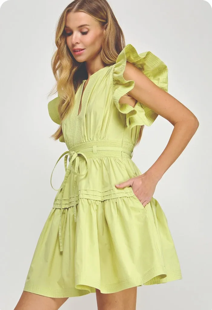 Sutton Mini Dress-Lime Sherbet