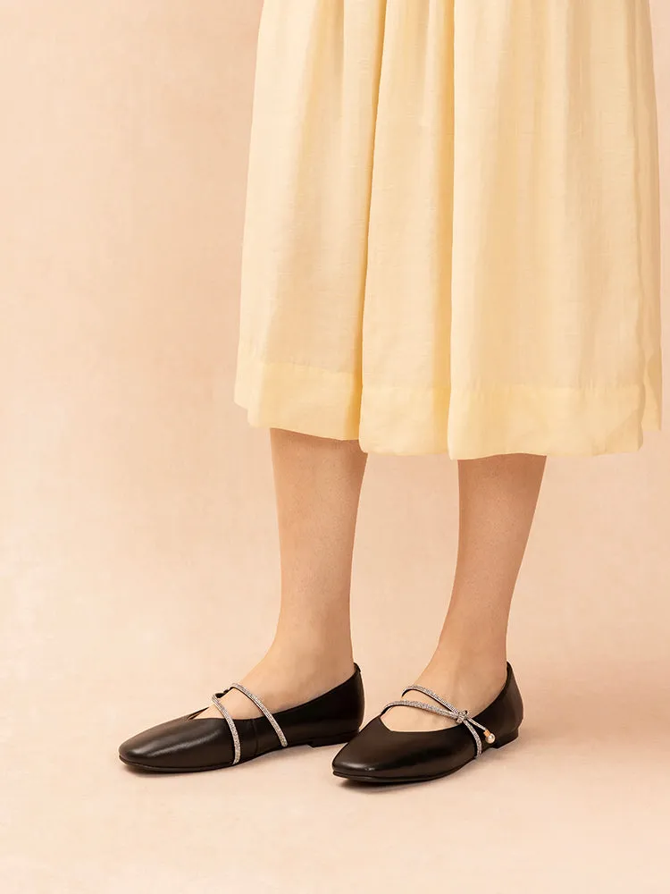 Tessa Embellished Knot Strapped Flats