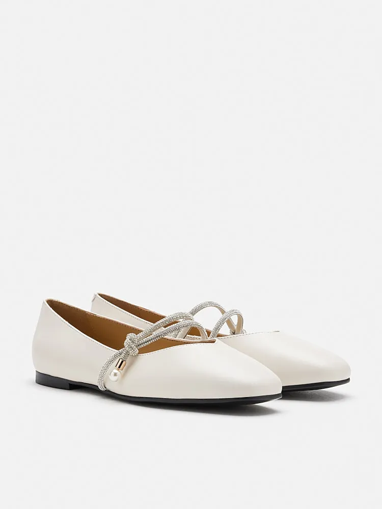 Tessa Embellished Knot Strapped Flats