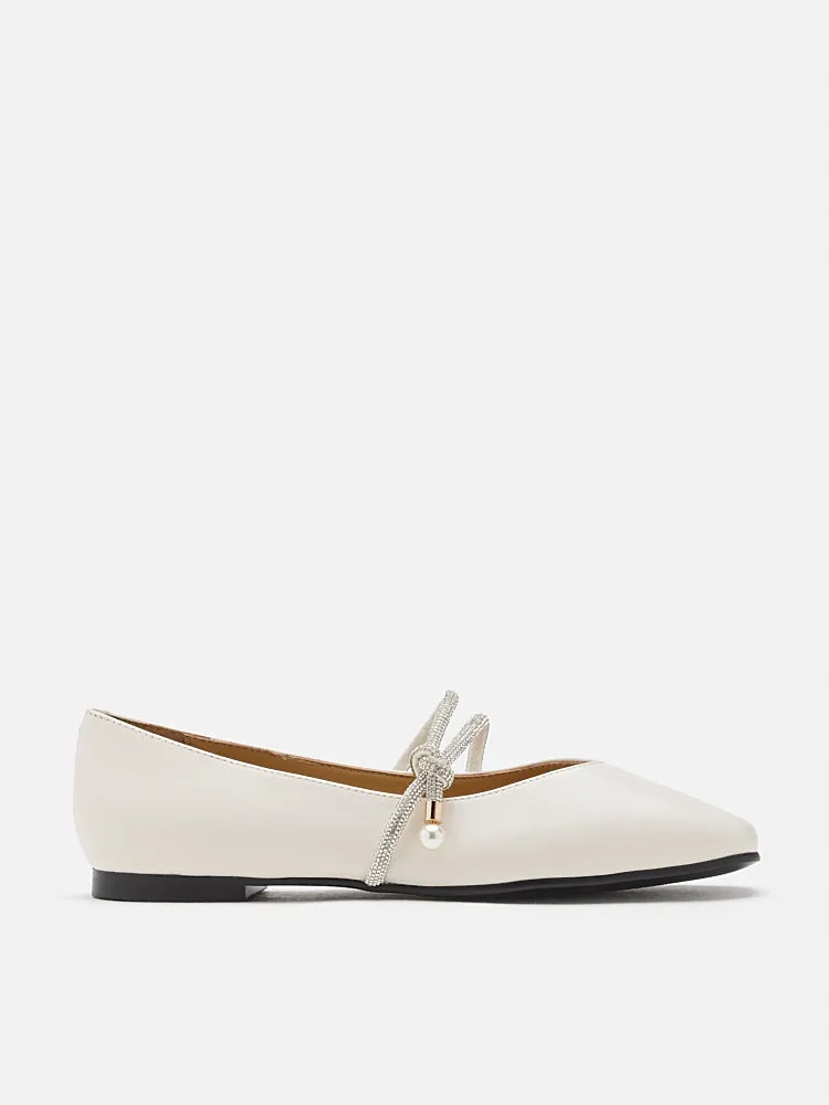 Tessa Embellished Knot Strapped Flats
