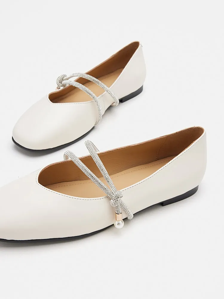 Tessa Embellished Knot Strapped Flats