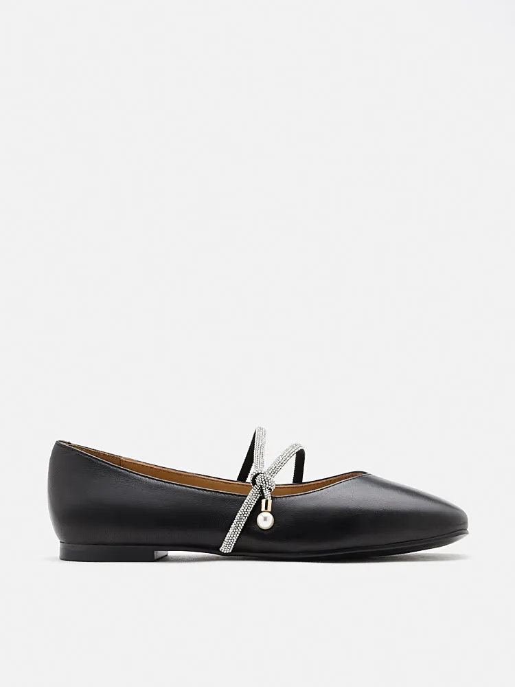 Tessa Embellished Knot Strapped Flats