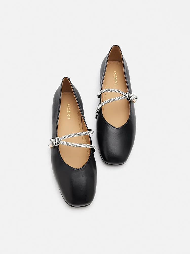 Tessa Embellished Knot Strapped Flats