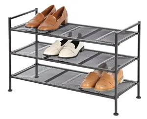Tidy Living Classics 3-Tier Mesh Utility Shoe Rack, Brown