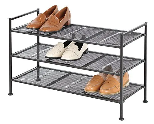 Tidy Living Classics 3-Tier Mesh Utility Shoe Rack, Brown