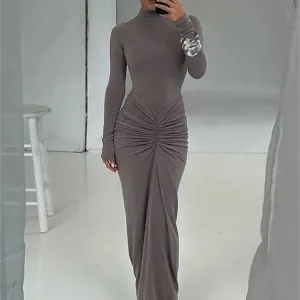 Tossy Pleated Fashion Patchwork Long Dress for Women Maxi Dress