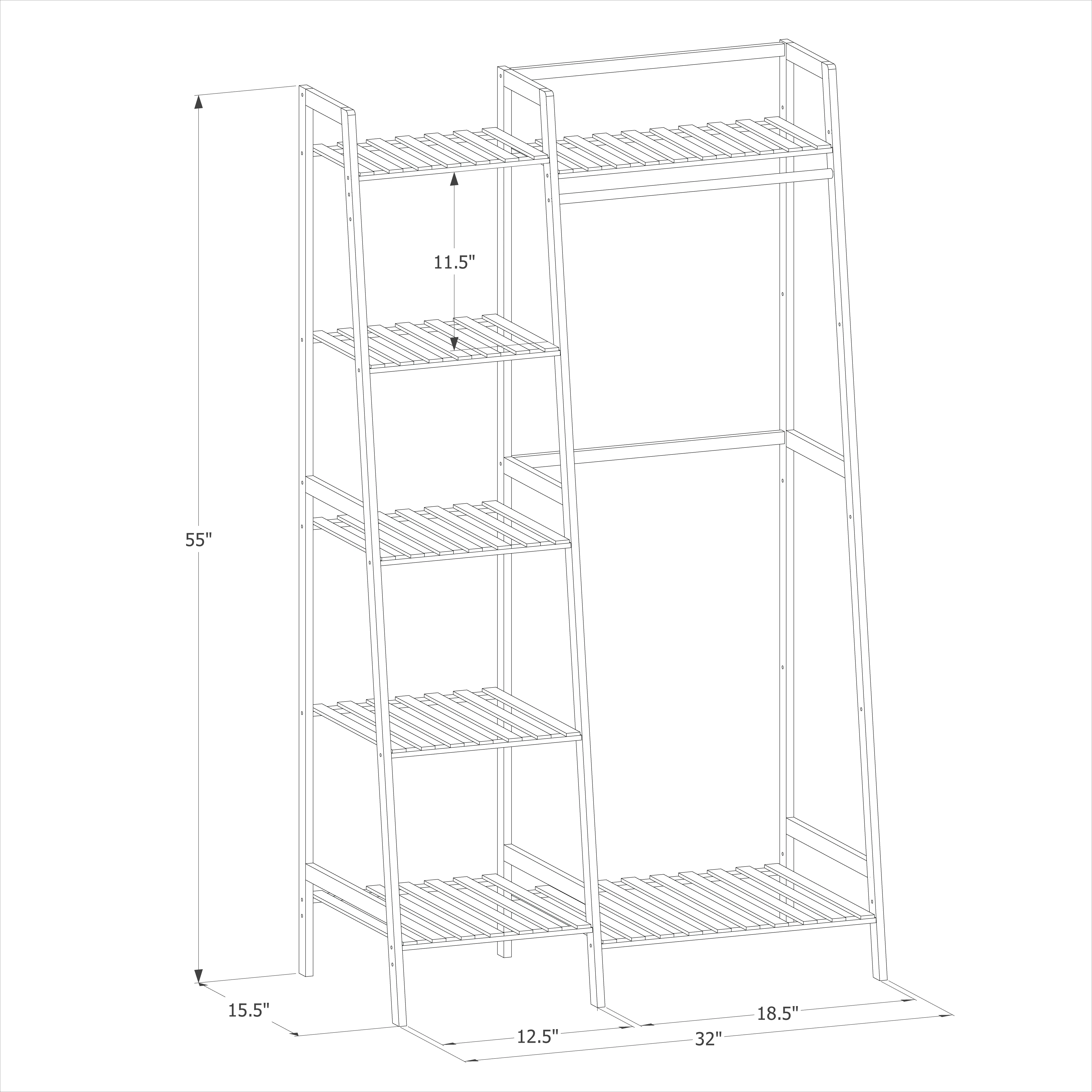 Trapezoid Garment Cabinet Clothes Organizer - Single Rack - Natural
